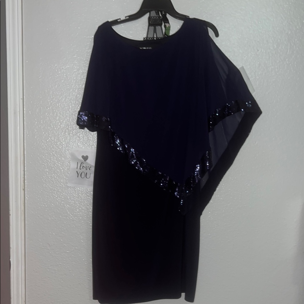Scarlett Black Asymmetrical Embellished Cocktail Dress